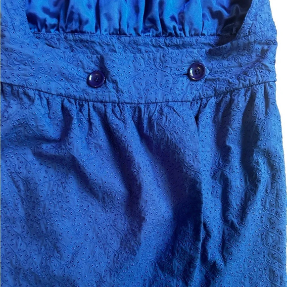 Betsey Johnson Blue Eyelet Halter Backless Mini Cocktail Garden Wrap Dress Sz 10 - Picture 9 of 13